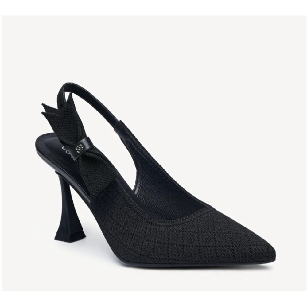 Cosy Island Everlush Bowknot Slingback Black Pointed Toe Heels Womens 6.5 NEW